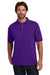 Hanes 054X/054 Mens EcoSmart Short Sleeve Polo Shirt Purple Model Front