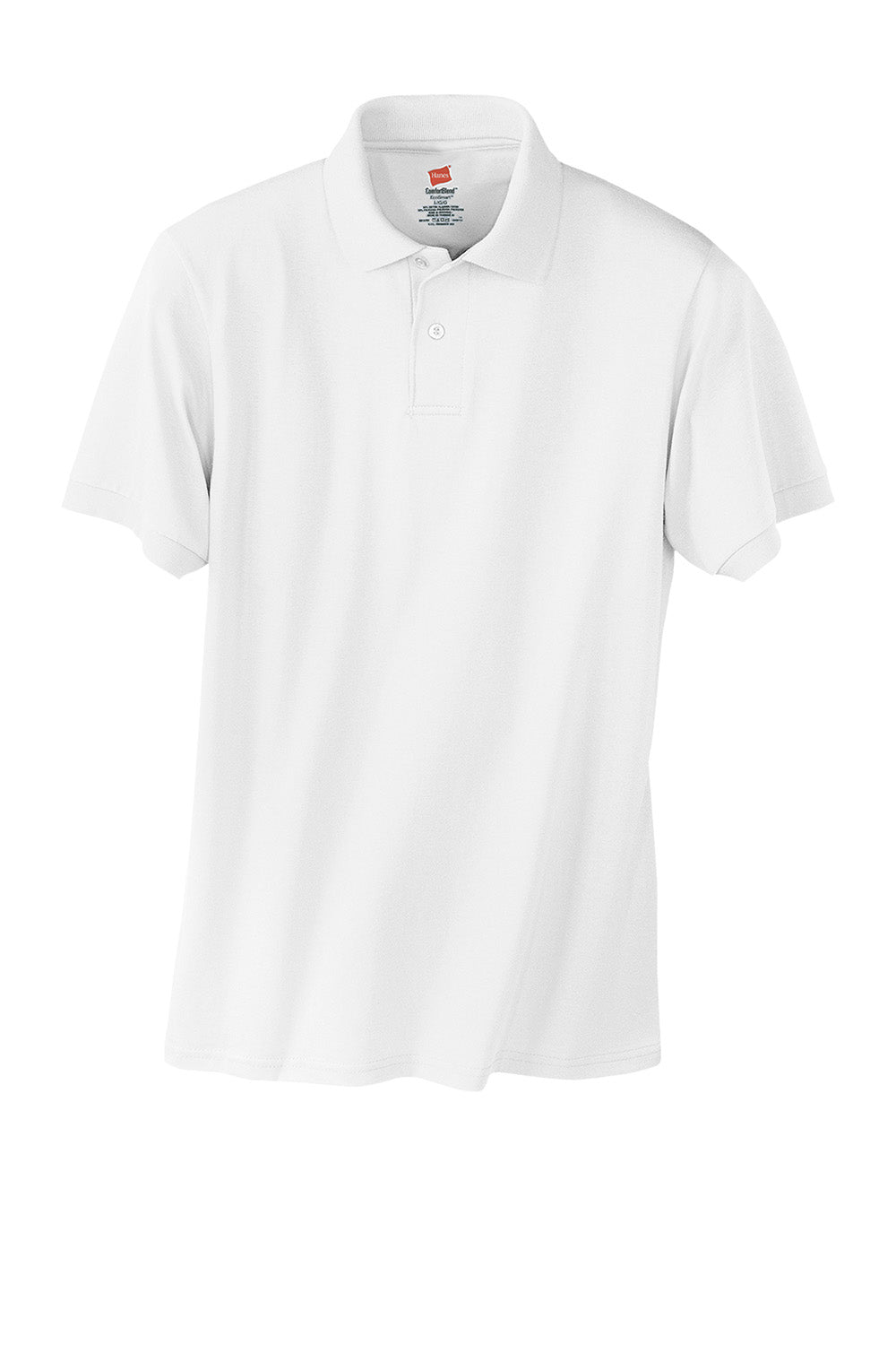 Hanes 054X/054 Mens EcoSmart Short Sleeve Polo Shirt White Flat Front