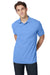 Hanes 054X/054 Mens EcoSmart Short Sleeve Polo Shirt Carolina Blue Model Front