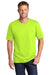 CornerStone CS430 Mens Short Sleeve Crewneck T-Shirt w/ Pocket Safety Green Model Front