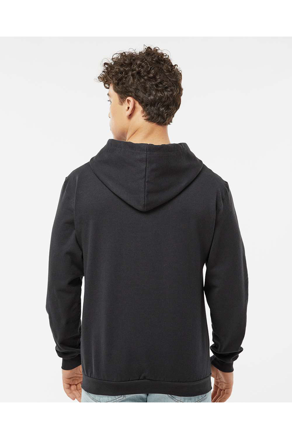 Tultex 331 Mens Full Zip Hooded Sweatshirt Hoodie Black Model Back