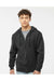 Tultex 331 Mens Full Zip Hooded Sweatshirt Hoodie Black Model Front