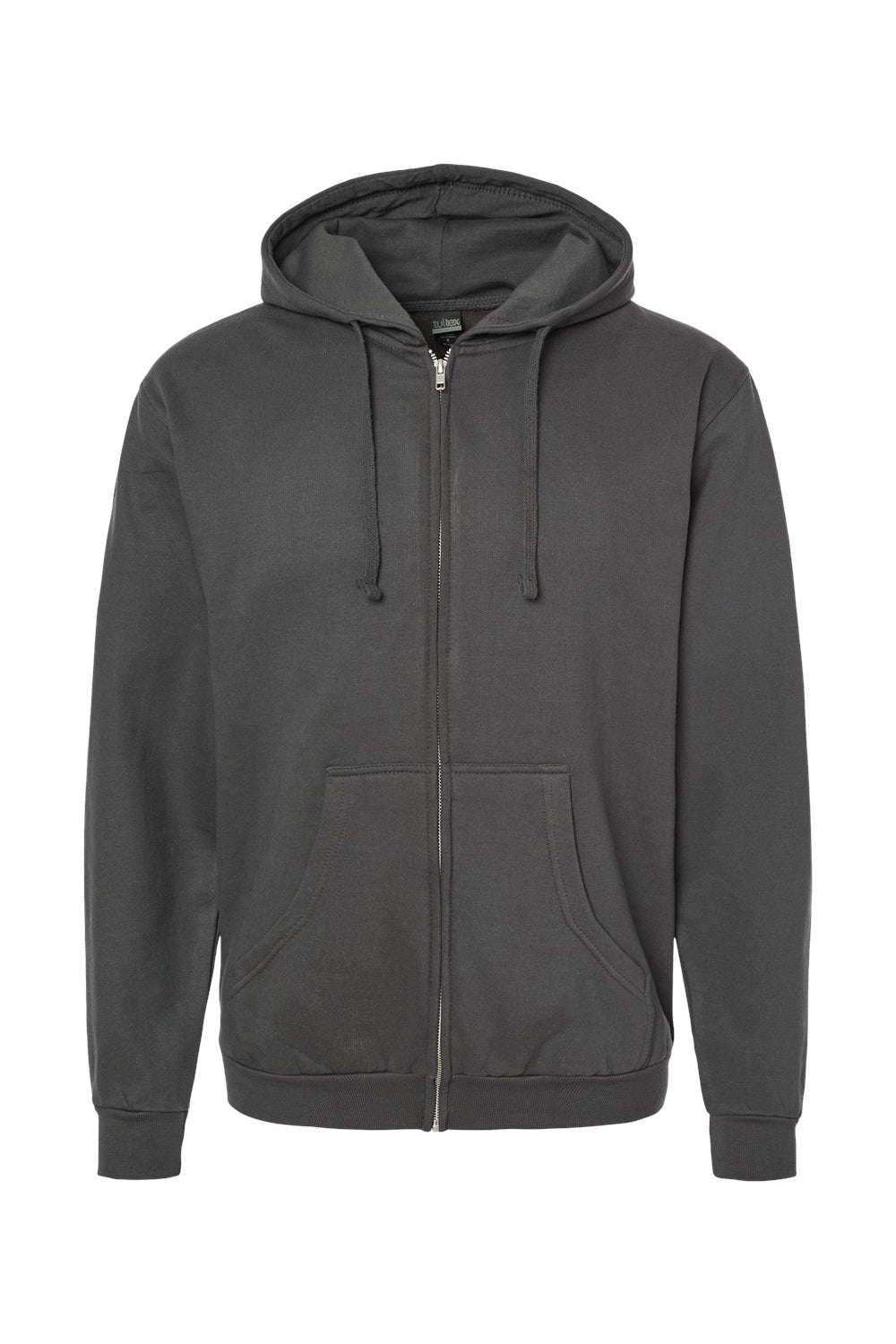 Tultex 331 Mens Full Zip Hooded Sweatshirt Hoodie Charcoal Grey Flat Front