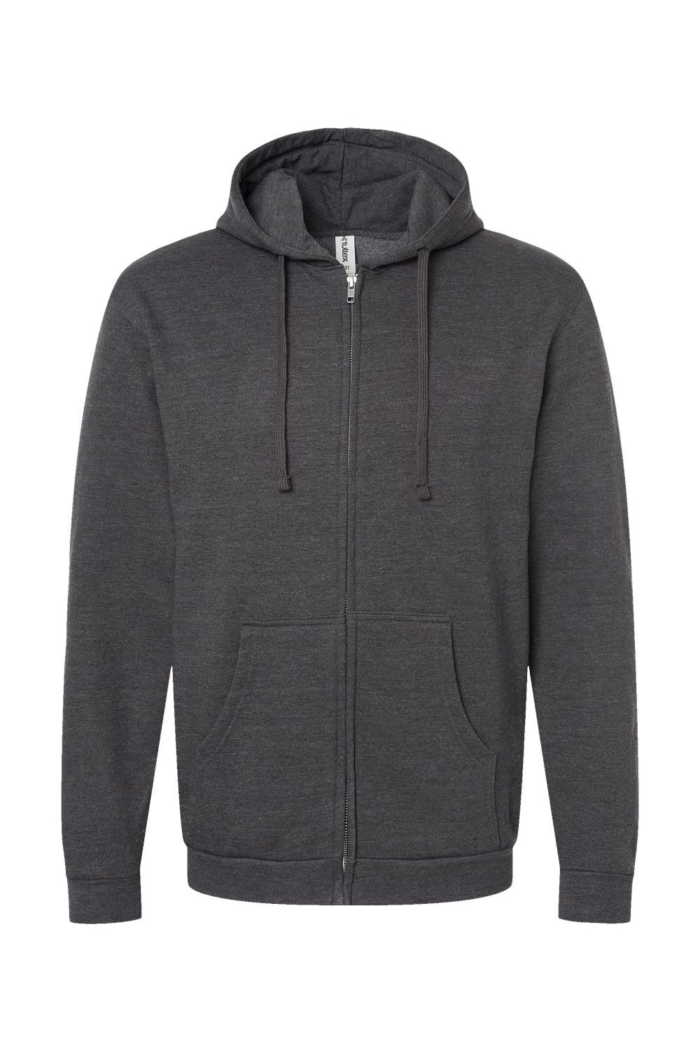 Tultex 331 Mens Full Zip Hooded Sweatshirt Hoodie Heather Charcoal Grey Flat Front