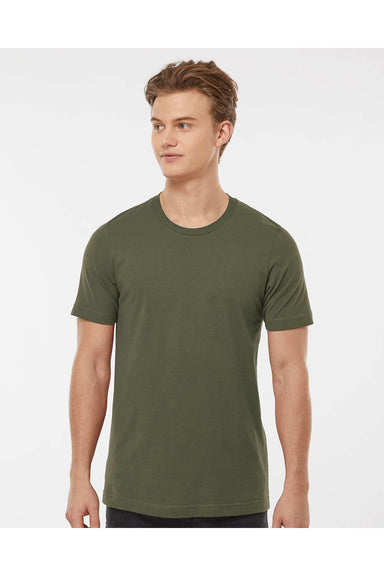 Tultex 502 Mens Premium Short Sleeve Crewneck T-Shirt Olive Green Model Front