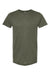 Tultex 202 Mens Fine Jersey Short Sleeve Crewneck T-Shirt Heather Military Green Flat Front