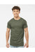 Tultex 202 Mens Fine Jersey Short Sleeve Crewneck T-Shirt Heather Military Green Model Front