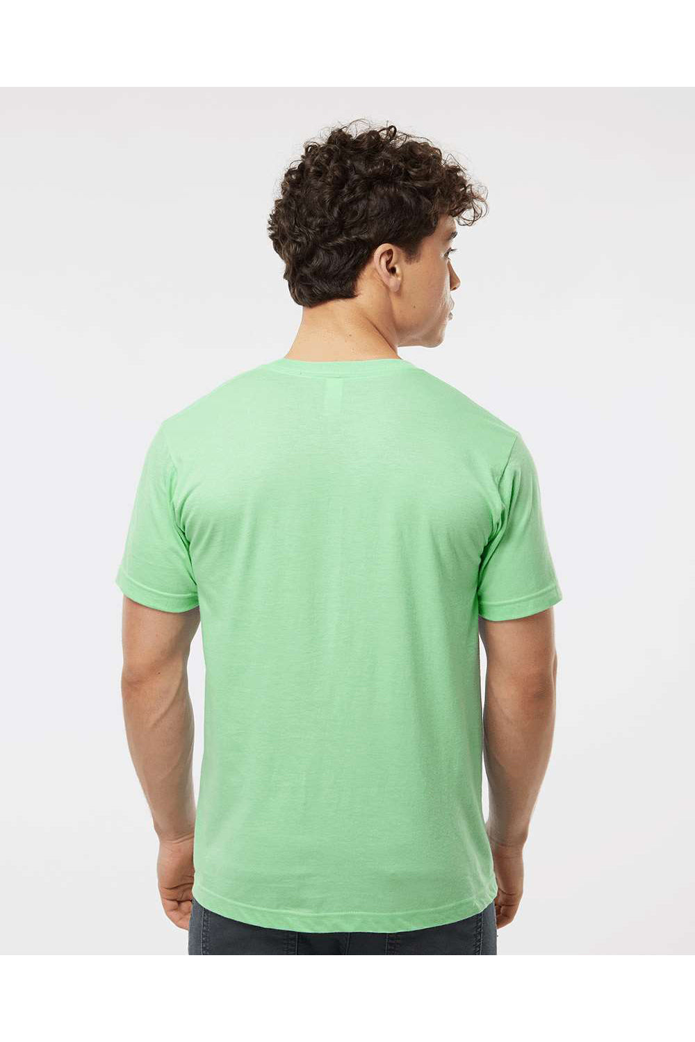Tultex 202 Mens Fine Jersey Short Sleeve Crewneck T-Shirt Heather Neo Mint Green Model Back