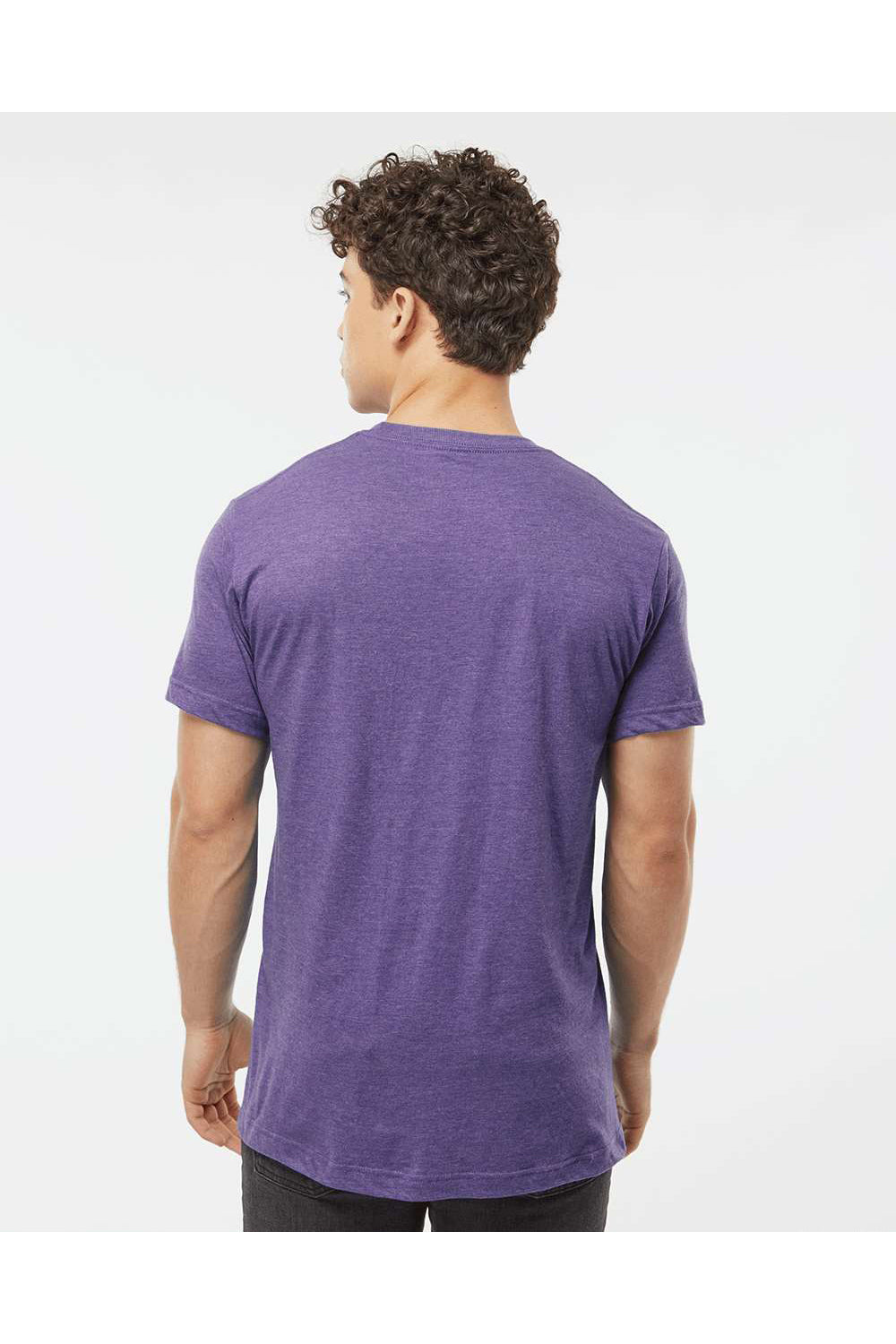 Tultex 202 Mens Fine Jersey Short Sleeve Crewneck T-Shirt Heather Purple Model Back