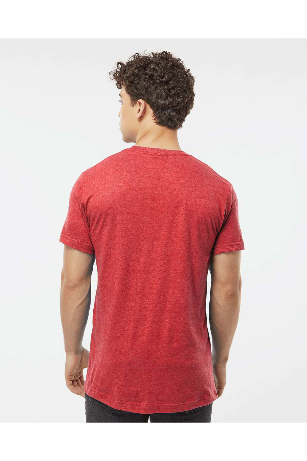Tultex 202 Mens Fine Jersey Short Sleeve Crewneck T-Shirt Heather Red Model Back