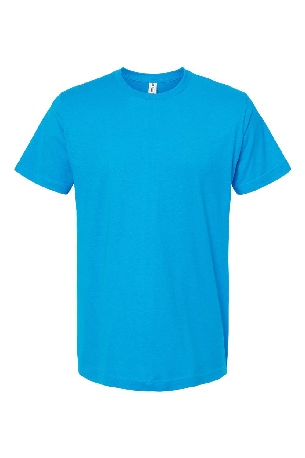 Tultex 202 Mens Fine Jersey Short Sleeve Crewneck T-Shirt Turquoise Blue Flat Front
