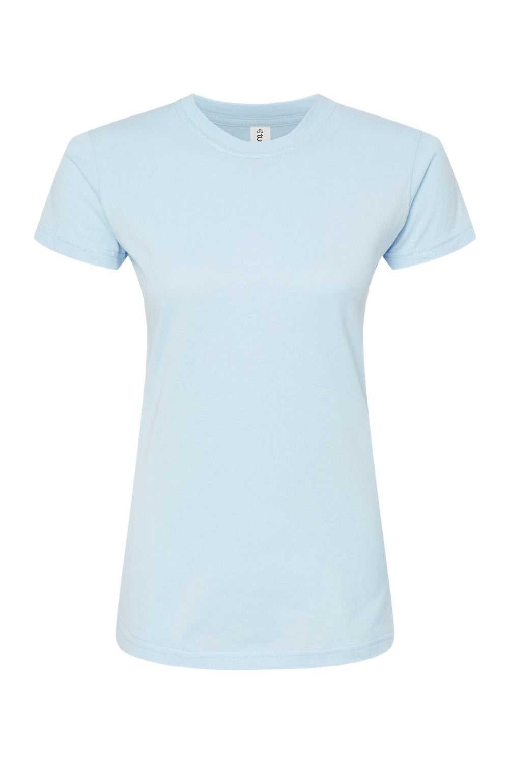 Tultex 213 Womens Fine Jersey Slim Fit Short Sleeve Crewneck T-Shirt Baby Blue Flat Front