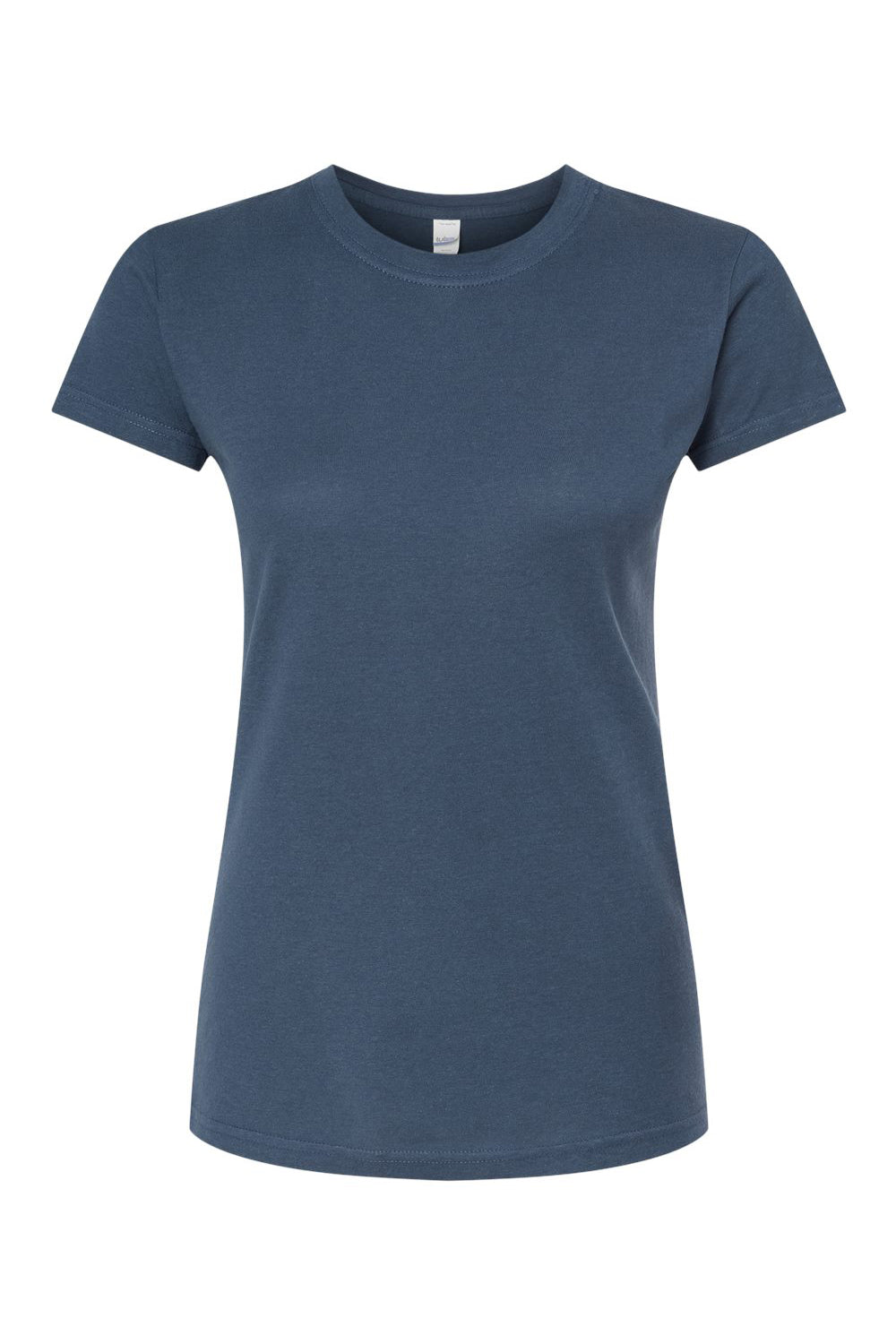 Tultex 213 Womens Fine Jersey Slim Fit Short Sleeve Crewneck T-Shirt Indigo Blue Flat Front