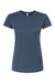 Tultex 213 Womens Fine Jersey Slim Fit Short Sleeve Crewneck T-Shirt Indigo Blue Flat Front