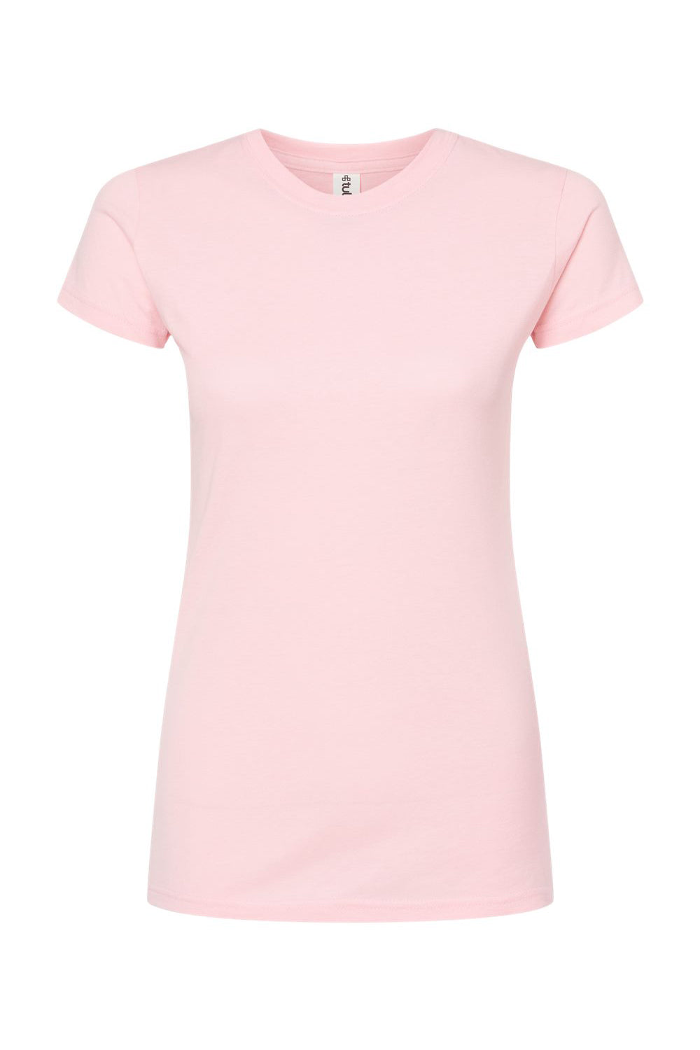 Tultex 213 Womens Fine Jersey Slim Fit Short Sleeve Crewneck T-Shirt Pink Flat Front