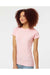 Tultex 213 Womens Fine Jersey Slim Fit Short Sleeve Crewneck T-Shirt Pink Model Side