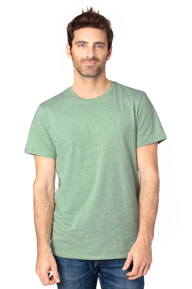 Threadfast Apparel 100A Mens Ultimate Short Sleeve Crewneck T-Shirt Heather Army Green Model Front