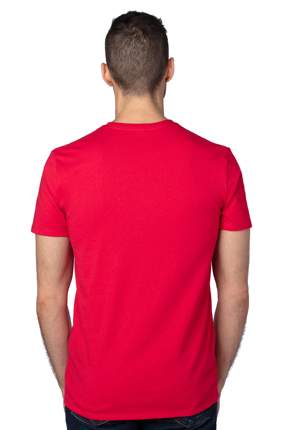 Threadfast Apparel 100A Mens Ultimate Short Sleeve Crewneck T-Shirt Red Model Back