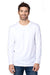 Threadfast Apparel 100LS Mens Ultimate Long Sleeve Crewneck T-Shirt White Model Front