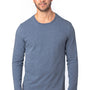 Threadfast Apparel Mens Ultimate Long Sleeve Crewneck T-Shirt - Heather Navy Blue