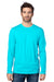 Threadfast Apparel 100LS Mens Ultimate Long Sleeve Crewneck T-Shirt Pacific Blue Model Front