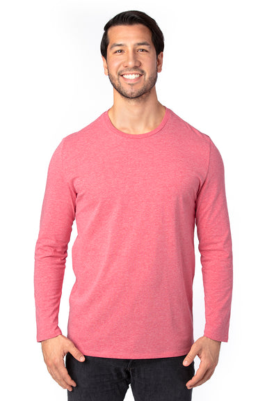 Threadfast Apparel 100LS Mens Ultimate Long Sleeve Crewneck T-Shirt Heather Red Model Front