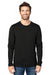 Threadfast Apparel 100LS Mens Ultimate Long Sleeve Crewneck T-Shirt Black Model Front