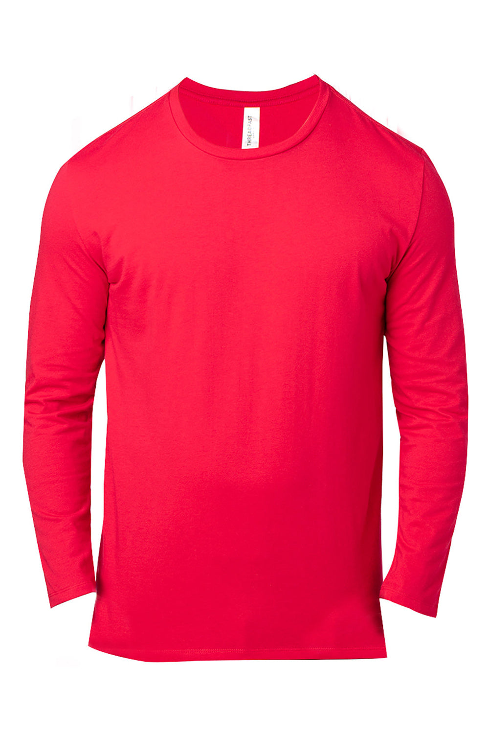 Threadfast Apparel 100LS Mens Ultimate Long Sleeve Crewneck T-Shirt Red Flat Front