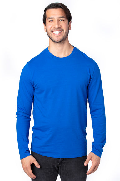 Threadfast Apparel 100LS Mens Ultimate Long Sleeve Crewneck T-Shirt Royal Blue Model Front