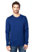 Threadfast Apparel 100LS Mens Ultimate Long Sleeve Crewneck T-Shirt Navy Blue Model Front