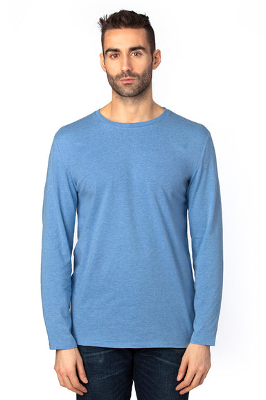 Threadfast Apparel 100LS Mens Ultimate Long Sleeve Crewneck T-Shirt Heather Royal Blue Model Front