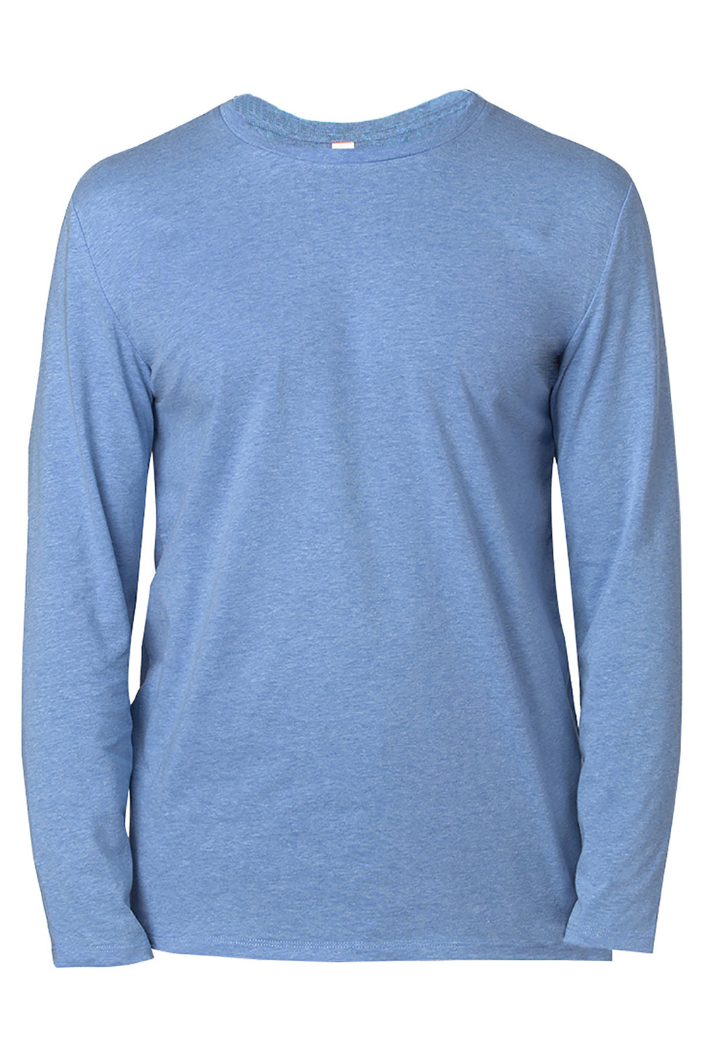 Threadfast Apparel 100LS Mens Ultimate Long Sleeve Crewneck T-Shirt Heather Royal Blue Flat Front