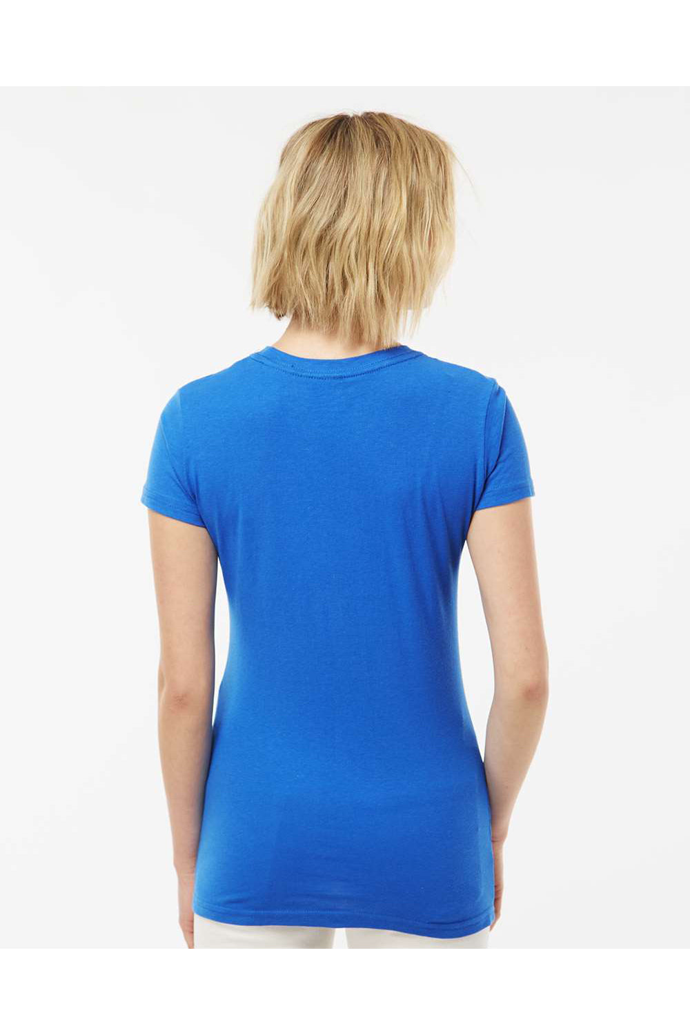 Tultex 213 Womens Fine Jersey Slim Fit Short Sleeve Crewneck T-Shirt Royal Blue Model Back