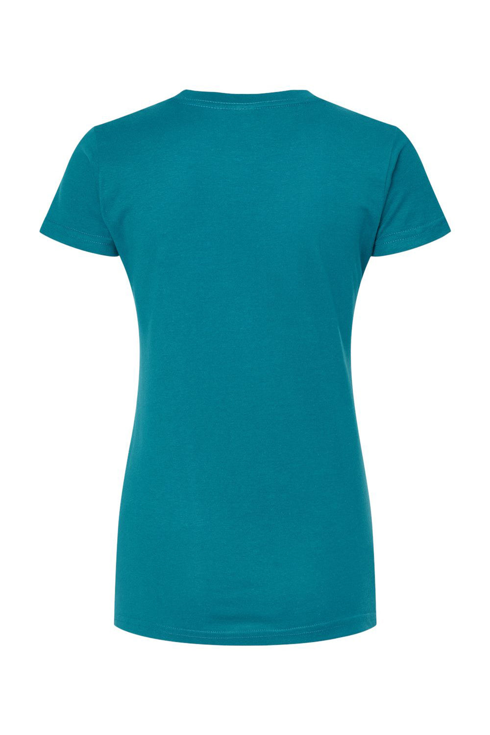 Tultex 213 Womens Fine Jersey Slim Fit Short Sleeve Crewneck T-Shirt Teal Blue Flat Back