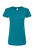 Tultex 213 Womens Fine Jersey Slim Fit Short Sleeve Crewneck T-Shirt Teal Blue Flat Front