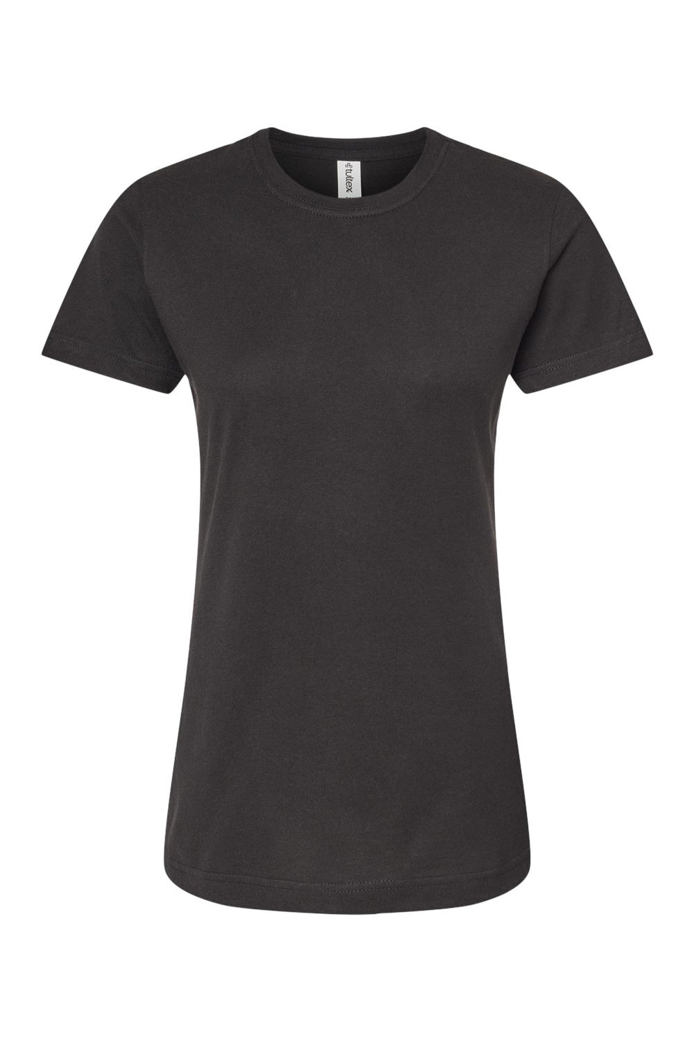 Tultex 216 Womens Fine Jersey Classic Fit Short Sleeve Crewneck T-Shirt Black Flat Front