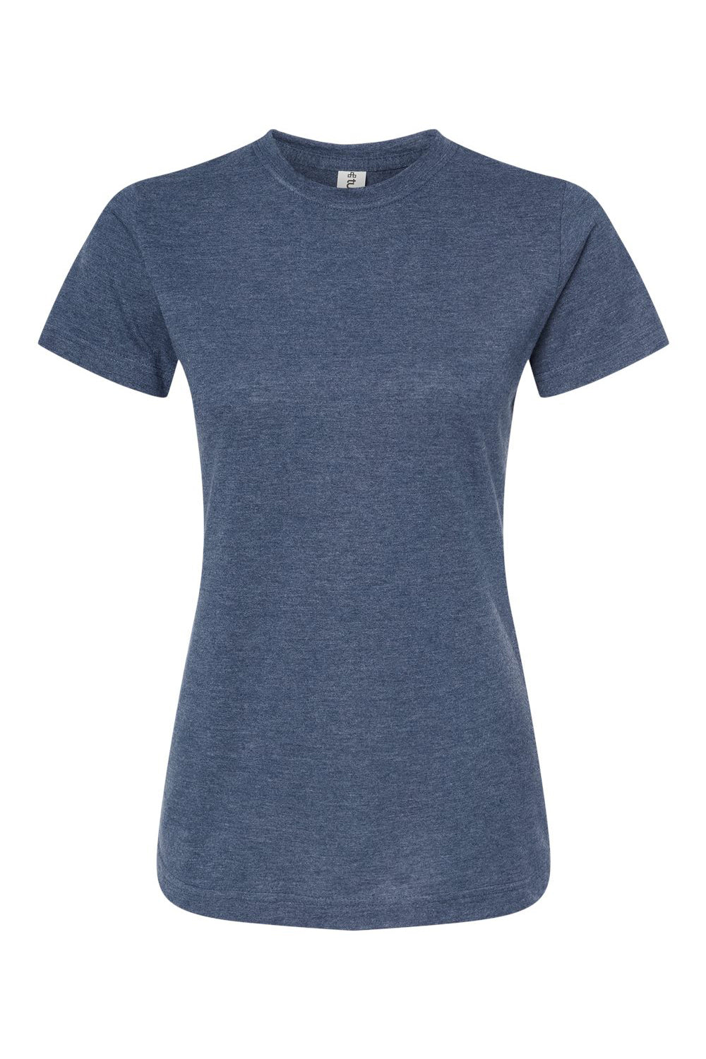 Tultex 216 Womens Fine Jersey Classic Fit Short Sleeve Crewneck T-Shirt Heather Denim Blue Flat Front