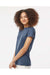 Tultex 216 Womens Fine Jersey Classic Fit Short Sleeve Crewneck T-Shirt Heather Denim Blue Model Side