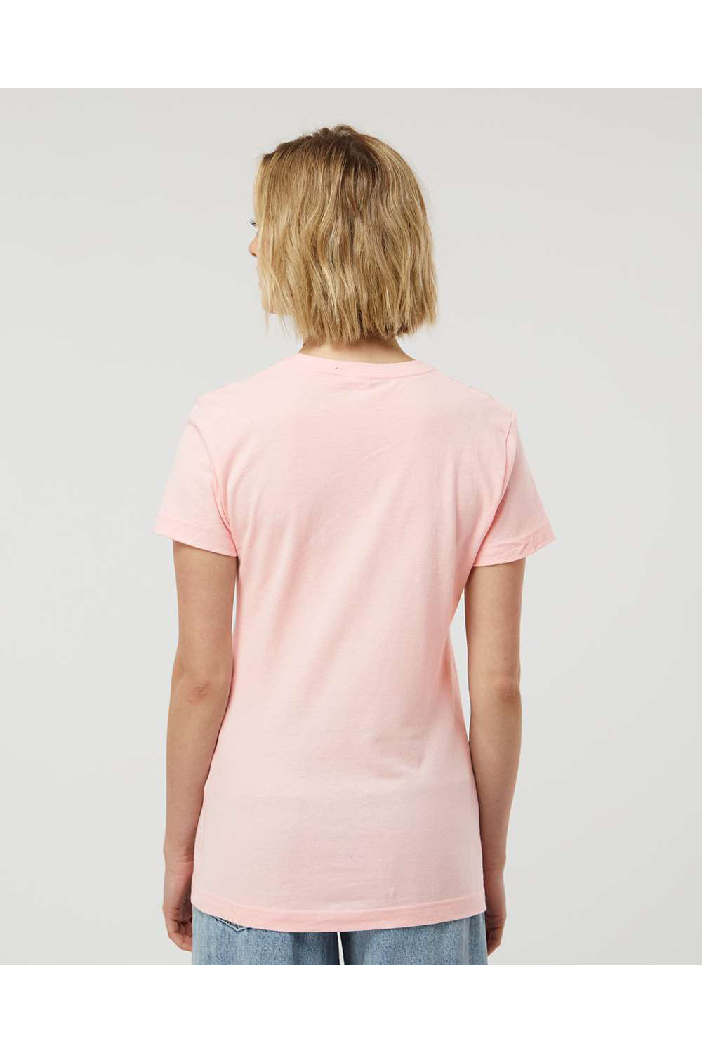Tultex 216 Womens Fine Jersey Classic Fit Short Sleeve Crewneck T-Shirt Pink Model Back