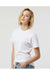 Tultex 216 Womens Fine Jersey Classic Fit Short Sleeve Crewneck T-Shirt White Model Side