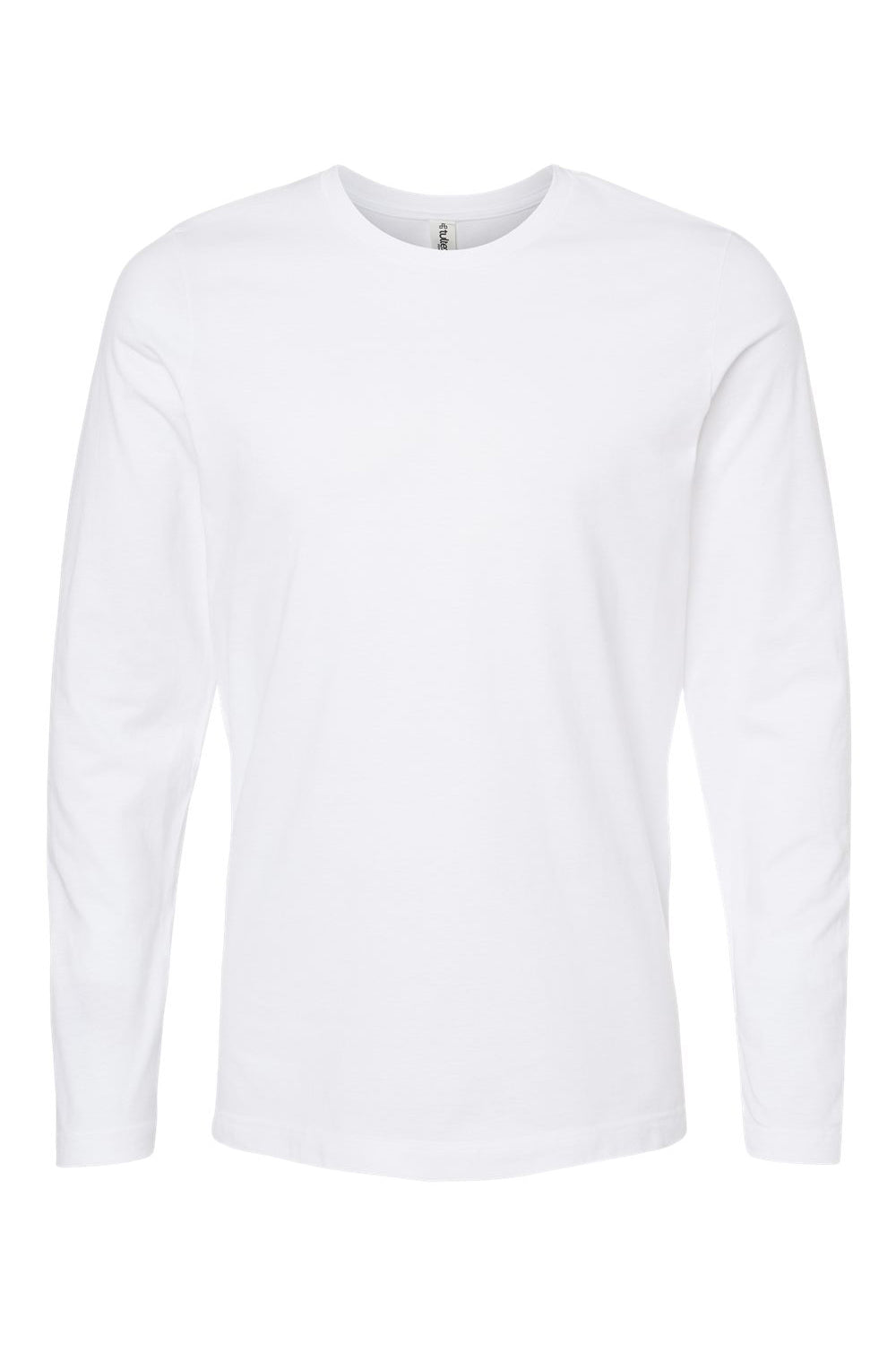 Tultex 591 Mens Premium Long Sleeve Crewneck T-Shirt White Flat Front