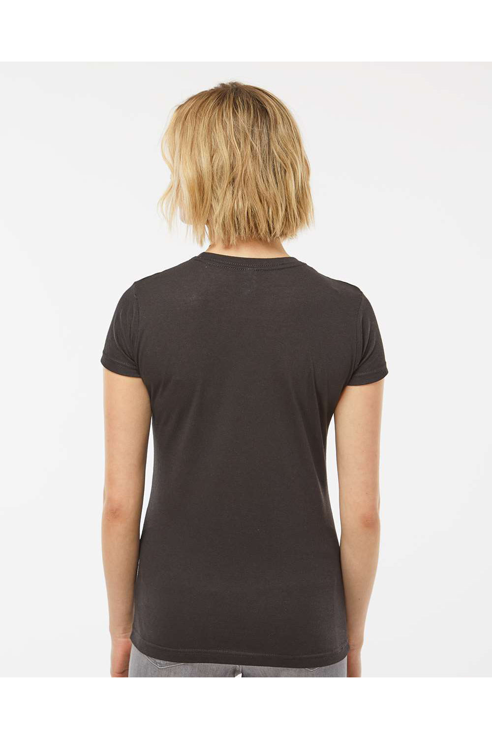 Tultex 240 Womens Poly-Rich Short Sleeve Crewneck T-Shirt Black Model Back