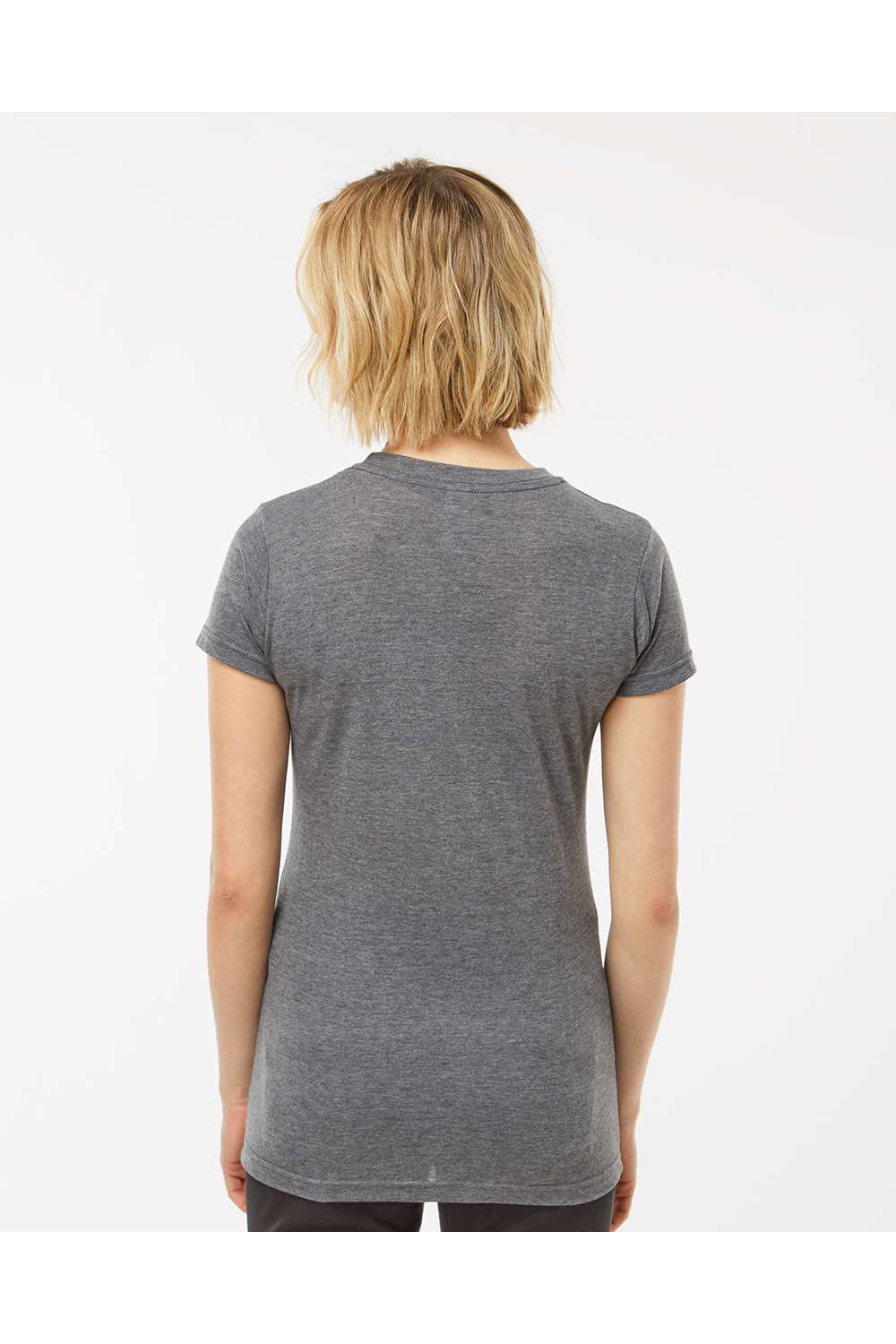Tultex 240 Womens Poly-Rich Short Sleeve Crewneck T-Shirt Heather Charcoal Grey Model Back