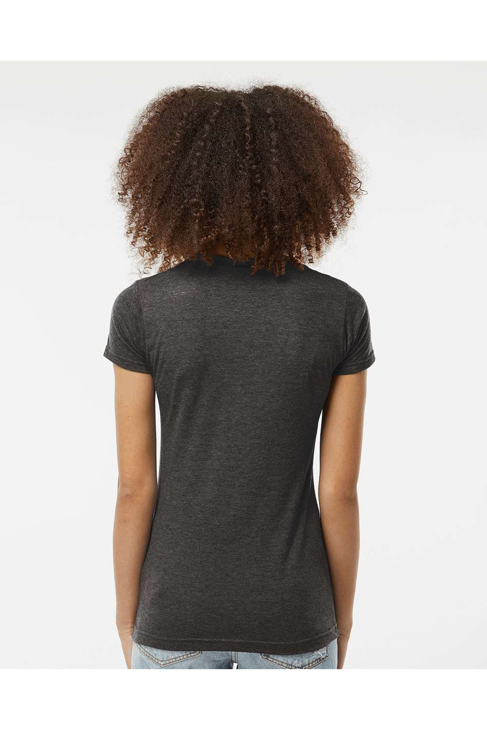 Tultex 240 Womens Poly-Rich Short Sleeve Crewneck T-Shirt Heather Graphite Grey Model Back