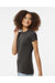 Tultex 240 Womens Poly-Rich Short Sleeve Crewneck T-Shirt Heather Graphite Grey Model Side