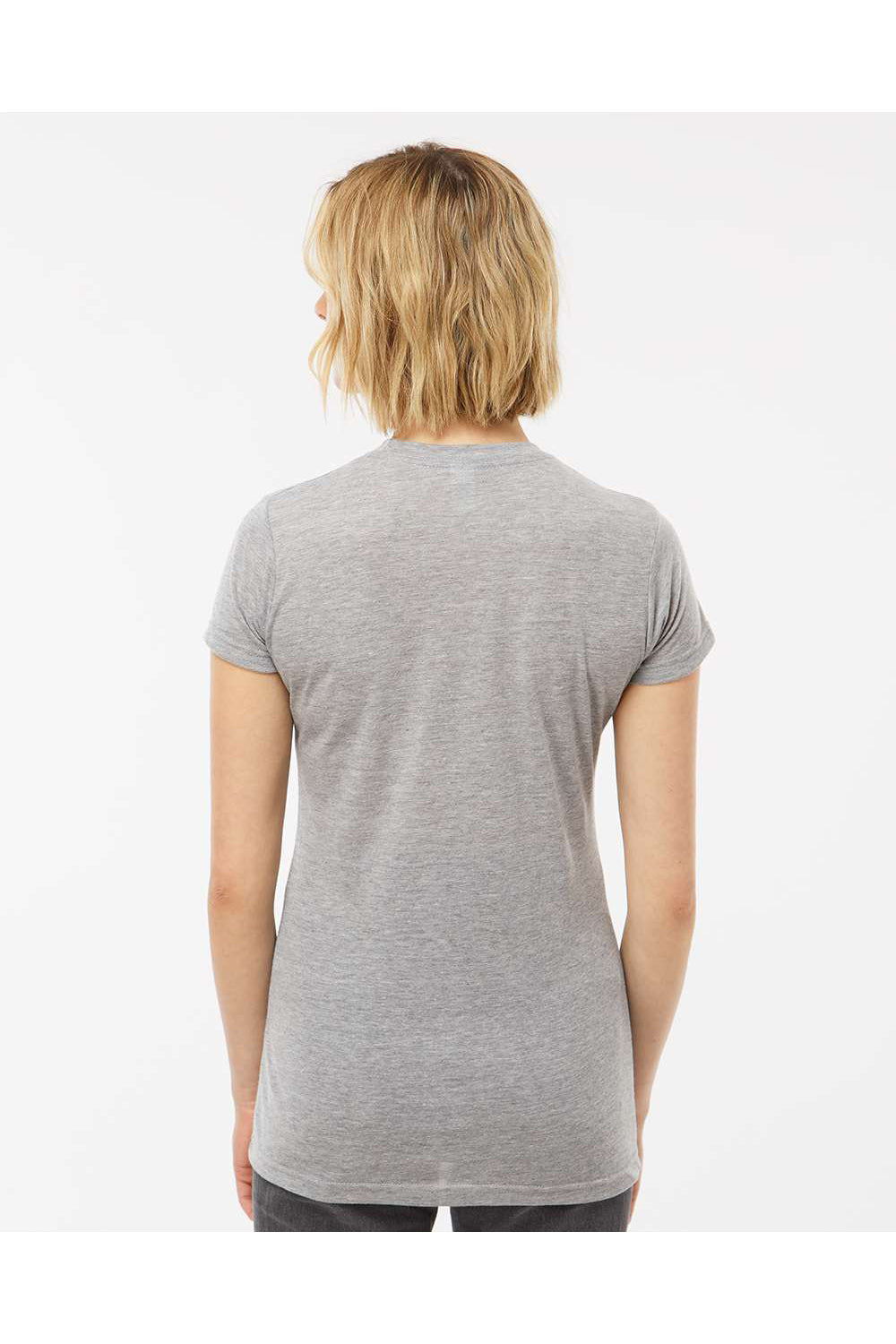 Tultex 240 Womens Poly-Rich Short Sleeve Crewneck T-Shirt Heather Grey Model Back
