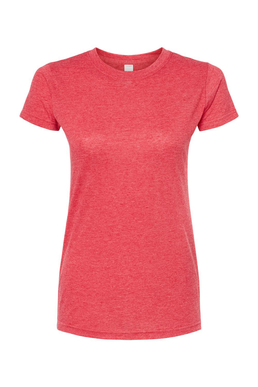 Tultex 240 Womens Poly-Rich Short Sleeve Crewneck T-Shirt Heather Red Flat Front