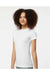 Tultex 240 Womens Poly-Rich Short Sleeve Crewneck T-Shirt White Model Side