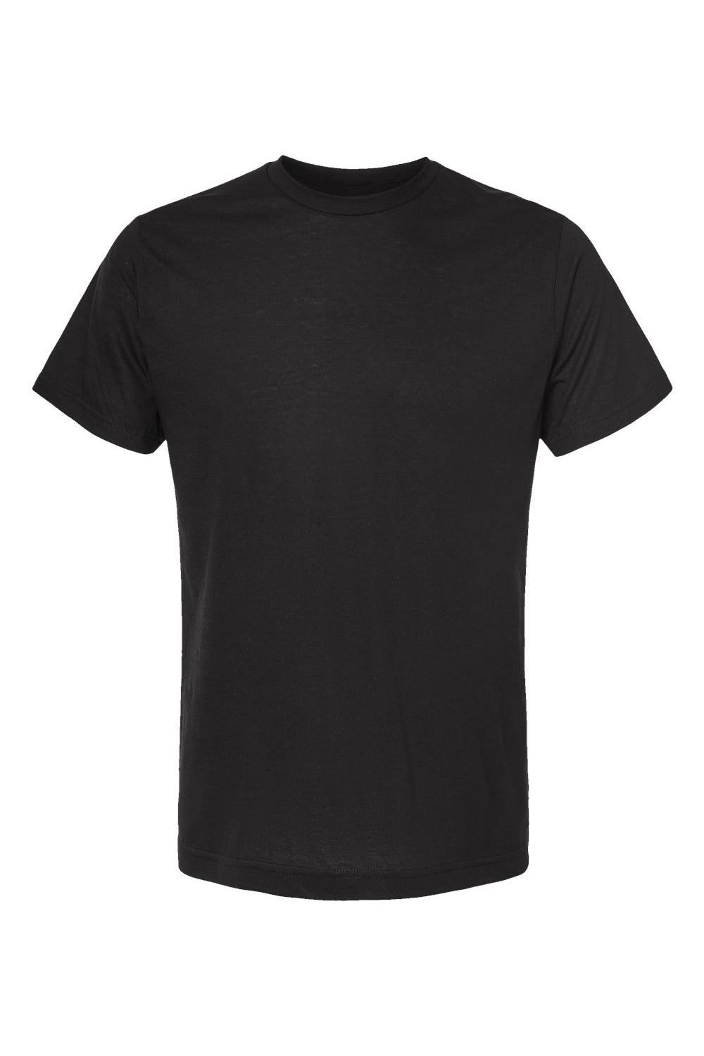 Tultex 241 Mens Poly-Rich Short Sleeve Crewneck T-Shirt Black Flat Front