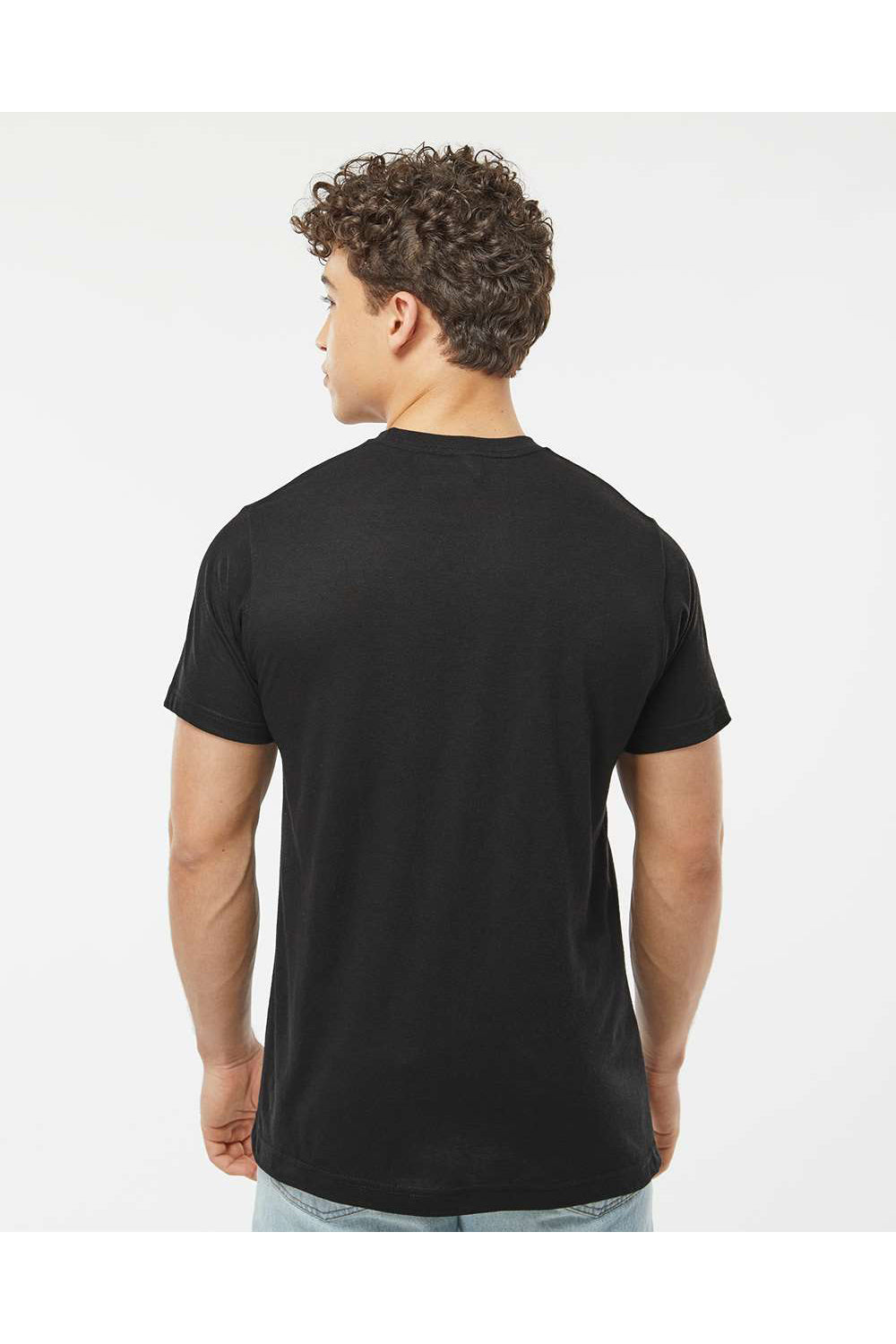 Tultex 241 Mens Poly-Rich Short Sleeve Crewneck T-Shirt Black Model Back